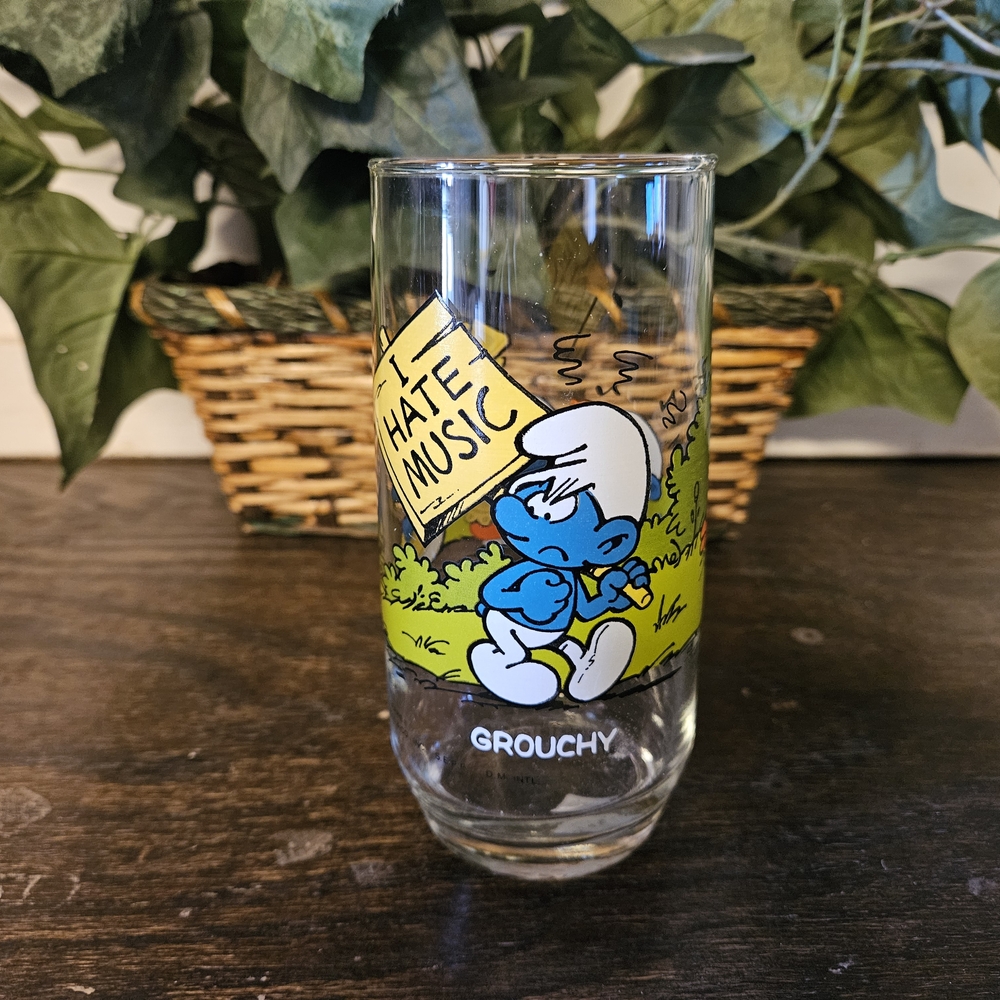 Grouchy Smurf Glass Tumbler